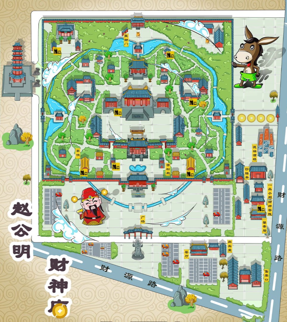 靖西寺庙类手绘地图